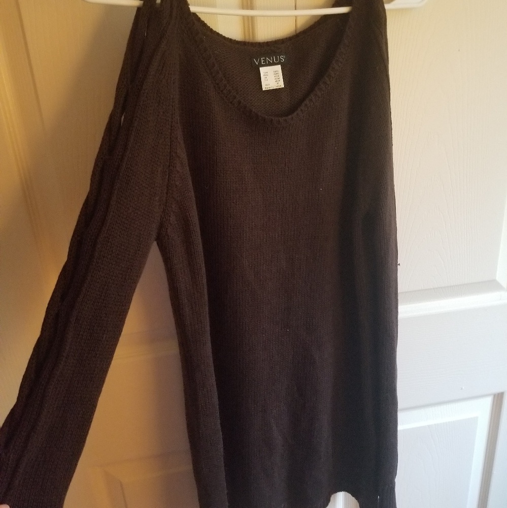 Brown Sweater with Cut Out arms